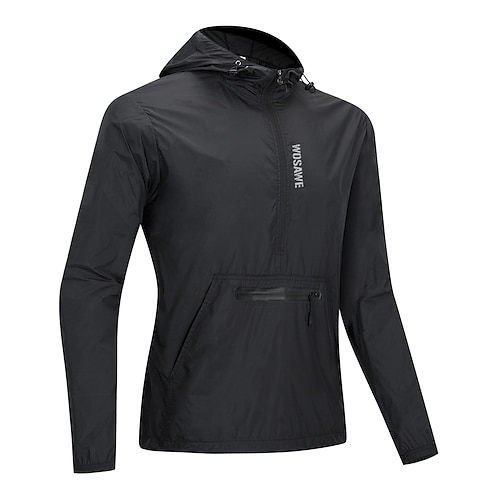 wosawe Herren Fahrradjacke Windjacke wasserdichte Regenjacke reflektierende Laufjacken Fahrrad mit Kapuze verstaubarer Regenmantel Top leicht atmungsaktiv UV-beständig fluoreszierend Mountainbike Golf Image