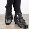 Damen Stiefel Knopfstiefel Übergrössen Stiefeletten Täglich Feste Farbe Stiefeletten Stiefeletten Winter Blockabsatz Runde Zehe Elegant Vintage Modisch Kunstleder Schnalle Schwarz Rosa Marinenblau