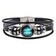 Herren Lederarmband 12 Konstellation Vintage Punk schwarz Sternzeichen Rock Hip-Hop Armband Schmuck