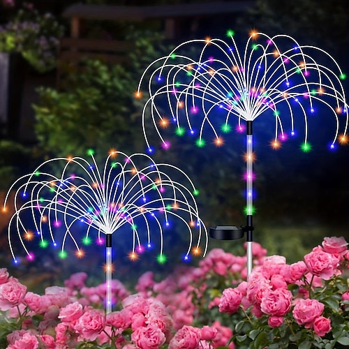 Solar-Feuerwerk-Lichter – 120 LEDs für Außenwege und Gartenlichterketten, 2 Beleuchtungsmodi für Hof- und Einfahrtslandschaften Image