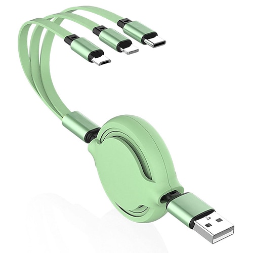 Multi-Ladekabel 3,3 Fuß USB A auf Lightning / Mikro / USB C 2.4 A Ladekabel 3 in 1 Einziehbar Für Samsung Xiaomi Huawei Handy-Zubehör Image