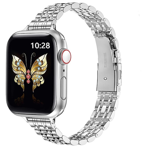 Schmuck Armband Kompatibel mit Apple Watch Armband 38mm 40mm 41mm 42mm 44mm 45mm 49mm Damen Glitzer Kristall Edelstahl Ersatzarmband für iwatch Ultra 2 Series 9 8 7 SE 6 5 4 3 2 1 Image