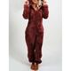 Damen Onesie Einfarbig Plüsch Brautkleider schlicht Komfort Heim Täglich Bett Polarvlies Warm Kapuzenpullover Langarm Herbst Winter Hellrosa Weinrot