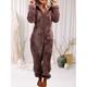 Damen Onesie Einfarbig Plüsch Brautkleider schlicht Komfort Heim Täglich Bett Polarvlies Warm Kapuzenpullover Langarm Herbst Winter Hellrosa Weinrot