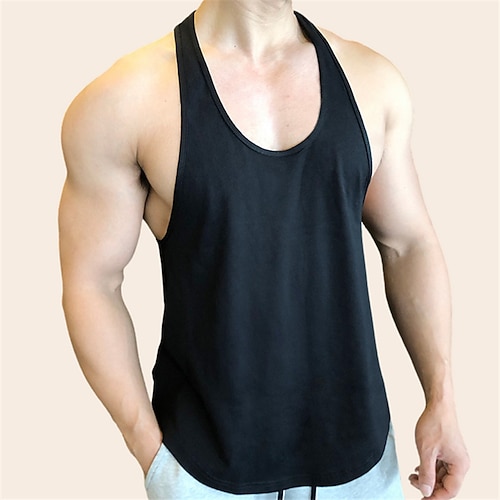 Herren Tank Top Weste Unterhemd Ärmelloses Shirt Ärmellos Rundhalsausschnitt Sommer Einfach Mode Designer Muskel Outdoor Ausgehen Fitnessstudio Schwarz Weiß Grau Top T-Shirt für Herren Image