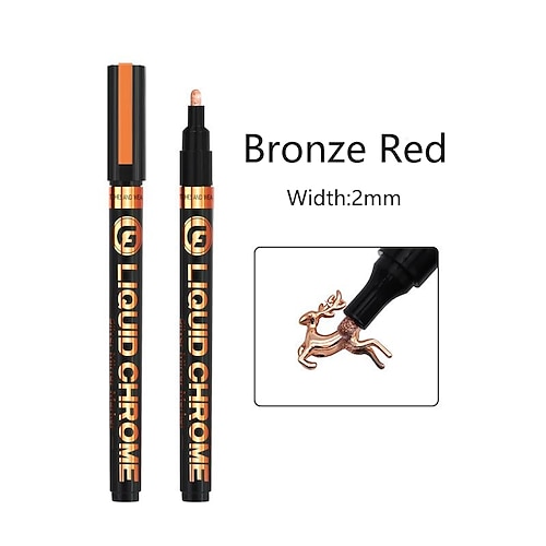 1 Stück Silber/Gole/Kupfer/Bronze, roter Chrom-Marker, spiegelreflektierender Lackstift, 4 Stile verfügbar, perfekt für die Osterdekoration, perfekt für die Osterdekoration Image