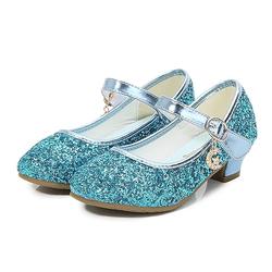 Glitzernde Mary-Jane-Schuhe für Mädchen – funkelnde Abendschuhe mit niedrigem Absatz, Riemen und Anhänger für Partys und besondere Anlässe