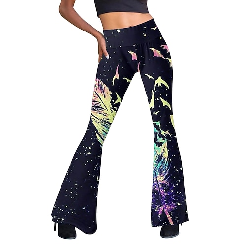 Hippie Scheibe Retro Vintage 1960er 1970er Disko Kumpel Funk Glockenhose Damen Kostüm Jahrgang Cosplay Freizeitskleidung Festival Hosen Schlager Outfit Image