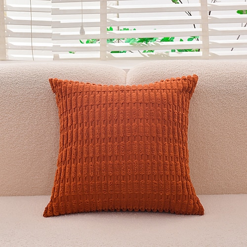 Dekorative Wurfkissen, Cord-Kissenbezüge, Sofa, großer Fettstreifen-Kissenbezug, einfarbig, gestreifter Kissenbezug, 1 Stück, Blau, Salbeigrün, Lila, Gelb Image