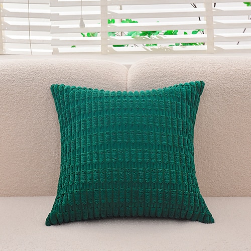 Dekorative Wurfkissen, Cord-Kissenbezüge, Sofa, großer Fettstreifen-Kissenbezug, einfarbig, gestreifter Kissenbezug, 1 Stück, Blau, Salbeigrün, Lila, Gelb Image