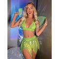 Märchen Tinker Bell Cosplay Kostüm Flügel BH Minirock Erwachsene Damen glänzend sexy Kostüm Performance Party Halloween Halloween Karneval Maskerade einfache Halloween-Kostüme Karneval