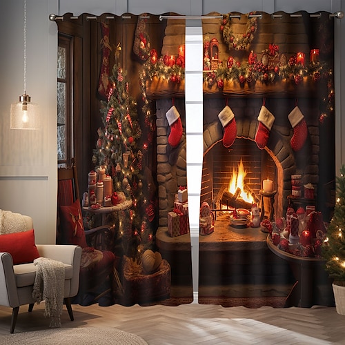 Verdunkelungsvorhänge, Bauernhaus-Ösen, Scheunenholztür-Vorhangpaneele für Wohnzimmer, Schlafzimmer, Tür, Küche, Fenster, Behandlungen, thermisch isolierte Raumverdunkelung Image