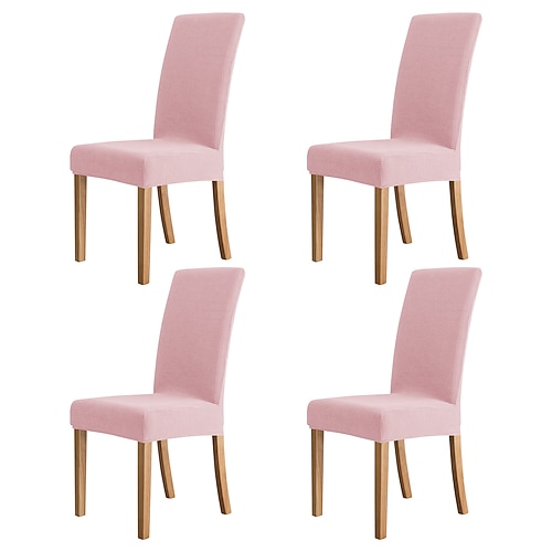 4 Stück wasserabweisende Stuhlhussen für Esszimmerstühle in Burgunderrot, Stuhlhussen mit hoher Rückenlehne, Jacquard-Spandex-Stuhlschutzbezüge, Sitzbezug mit Gummiband für Esszimmer, Image