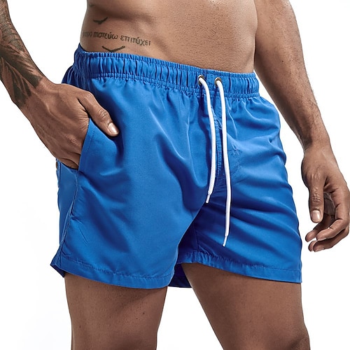 Herren-Badeshorts Badehose mit Mesh-Innenfutter Boardshorts schnell trocknende Unterteile atmungsaktiv dehnbar Kordelzug mit Taschen - Schwimmen Surfen Strand Wassersport einfarbig Frühling Sommer Image