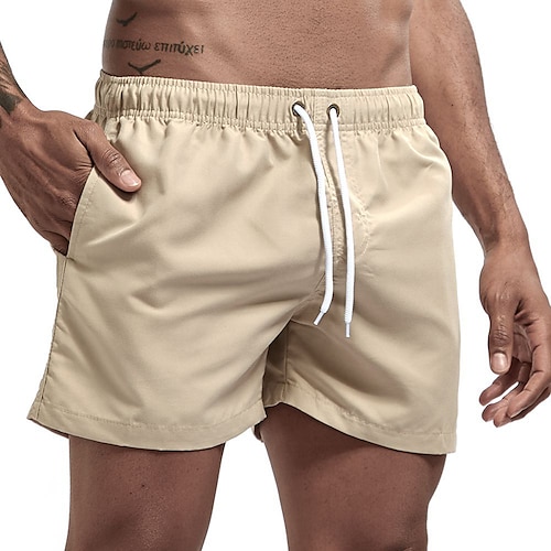 Herren-Badeshorts Badehose mit Mesh-Innenfutter Boardshorts schnell trocknende Unterteile atmungsaktiv dehnbar Kordelzug mit Taschen - Schwimmen Surfen Strand Wassersport einfarbig Frühling Sommer Image