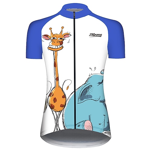 Damen Radtrikot Tiermotiv Elefant Giraffe Kurzarm Fahhrad Trikot Oberteil mit 3 Gesäßtaschen Mountainbike MTB Straßenradsport UV-beständig Schnelltrocknend Rückentasche Schweißableitend Sport Gelb Image