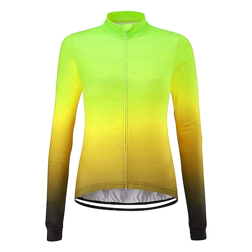 Damen Radtrikot Einfarbig Farbverlauf Gemustert Langarm Fahhrad Trikot Oberteil mit 3 Gesäßtaschen Mountainbike MTB Straßenradsport UV-beständig Schnelltrocknend Rückentasche Schweißableitend Sport Image