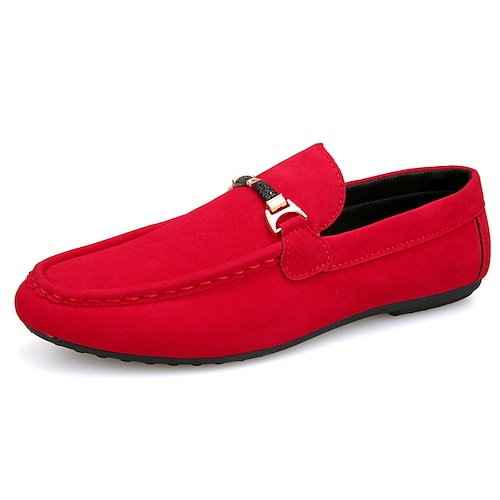 Herren Loafer Slip On Komfort Schuhe Wanderschuhe Vintage Brautkleider schlicht Outdoor Täglich Leder Warm Körpergröße erhöhen Komfortabel Schnürsenkel Schwarz Rote Winter