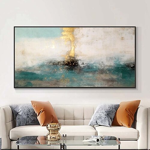 Mintura handgemachte abstrakte goldene Ölgemälde auf Leinwand, Wandkunst, Dekoration, modernes Bild für Heimdekoration, gerolltes, rahmenloses, ungedehntes Gemälde Image