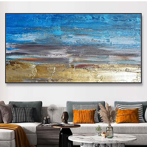 Mintura handgemachte abstrakte goldene Ölgemälde auf Leinwand, Wandkunst, Dekoration, modernes Bild für Heimdekoration, gerolltes, rahmenloses, ungedehntes Gemälde Image