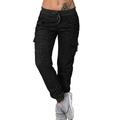 damen lässig / sportlich athleisure jogger jogginghose viele taschen elastisch kordelzug design lange hose freizeit sport wochenende schlicht komfort dunkelgrau 2xl