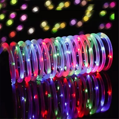 2/1PCS Seil-Lichterkette Solar LED Wasserdichter Rohr Feenlichter für Außenbereich Garten Rasen Baum Zaun Gehweg Dekor Image