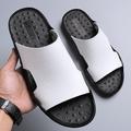 Herren Hausschuhe Flip-Flops Ledersandalen Hausschuhe im Freien Strandpantoffeln Wanderschuhe Brautkleider schlicht Strand Design Heim Täglich Leder Atmungsaktiv Halbschuhe Hellbraun Schwarz Weiß