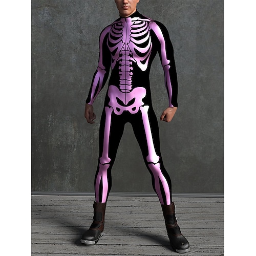 Karnevalskostüm Ganzkörperanzug 2026 Totenkopf Karneval Cosplay Kostüm Bodysuits Ganzkörper-Catsuit Einteiler Gruseliges Kostüm Kinder Erwachsene Herren Damen Maskerade Karneval Party Halloween Image