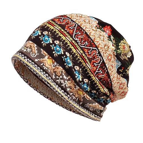 Herren Damen Vintage floral Beanie leichte atmungsaktive Schädelmütze lässig dünne Beanie Baggy Hut für den täglichen Gebrauch lässiger Hip-Hop weicher Lauf Erwachsene Zwergmützen Chemomütze Image