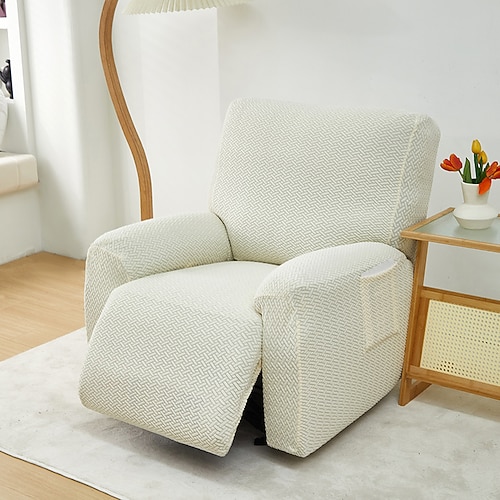 Jacquard-Bezüge für Relaxsessel, Schonbezüge, Lazyboy-Bezüge, Couch-Sesselbezug, 4-teiliges Set, rutschfest, mit Aufbewahrungstaschen, Möbelschutz für das Wohnzimmer Image