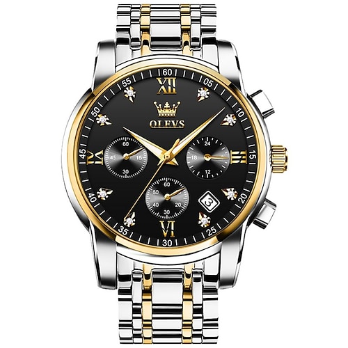 OLEVS Quarzuhren für Herren Analog Quarz Klassisch Mode Stilvoll Klassisch Weihnachten Großes Ziffernblatt Tag Datum Metall Edelstahl Mode