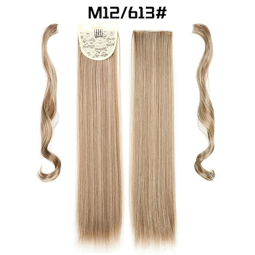 clip in / on ponytails klassisch / damen / leicht anzuziehen kunsthaar haarteil haarverlängerung glatt 24 inch party / abends / alltag / urlaub Image