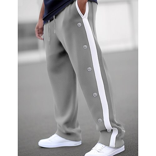 Herren Jogginghose Trainingshose Jogginghose mit weitem Bein Jogginghose Jogger Hose Hosen Jogginghose mit geradem Bein Kordelzug Elastische Taille Seitentaste Glatt Komfort Atmungsaktiv Outdoor Image