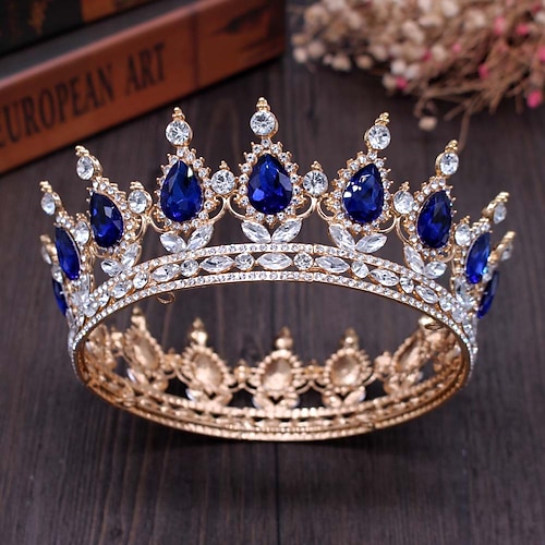 krone kopfschmuck braut golden rot diamant kristall runde krone volle krone geburtstag leistung zubehör haarschmuck Image