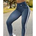 damen mode strumpfhose leggings knöchellang hose lässig wochenende dehnbar einfarbig bauchregulierung po-straffung hohe taille skinny dunkelblau 2xl