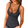 Damen Tank Top Spitzenreiter ausgehen Henley Shirt Konzertoberteile Schwarz Weiß Rosa Glatt Taste Ärmellos Sport Festtage Strassenmode Basic Sexy U-Ausschnitt Standard Schlank Übergröße S