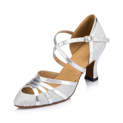 Glitzernde Latin-Tanzschuhe für Damen – Riemchen-Ballsaal-Performance-Schuhe mit Schnalle für Salsa, Tango und Party-Events Image