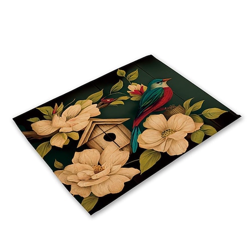 Sonnenblumen-Tischsets, hitzebeständig, Bauernhaus-Tisch-Tischset, schmutzabweisendes Tischset, Tischset für Hochzeit, Küche, Esstisch, Dekoration für drinnen und draußen Image