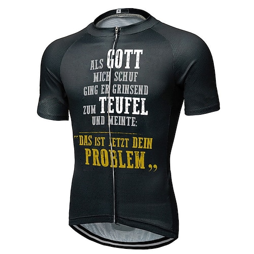 Herren Radtrikot Buchstaben Zahlen Lustig Kurzarm Fahhrad Trikot Oberteil mit 3 Gesäßtaschen Mountainbike MTB Straßenradsport Schnelltrocknend Reflektierende Streifen Rückentasche Image