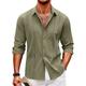 Herren Hemd leinenhemd Hemd aus Baumwollleinen Guayabera Hemd Lässiges Hemd Sommerhemd Schwarz Weiß Marineblau Langarm Glatt Kargen Frühling Sommer Casual Täglich Bekleidung