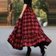 Damen Rock Schaukel Arbeitsröcke Langer Rock Maxi Röcke Rüsche Bedruckt Plaid Weihnachten Täglich Herbst Polyester Baumwollmischung Modisch Sommer Schwarz Rote Fuchsie Grau