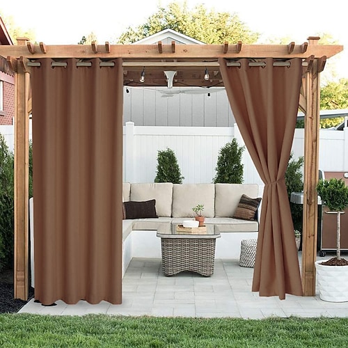 Wasserdichter Outdoor Vorhang für den Außenbereich, Schiebevorhang für Terrassen, Bauernhausvorhänge, Pergola-Vorhänge mit Öse für Pavillon, Balkon, Veranda, Party, Hotel, 1 Paneel Image