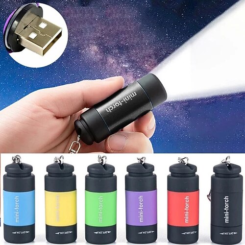 Mini-USB-Taschenlampe, wiederaufladbar, Schlüsselanhänger, Fingerlicht, Campinglicht, geeignet für das Lesen von Ärzten im Freien Image
