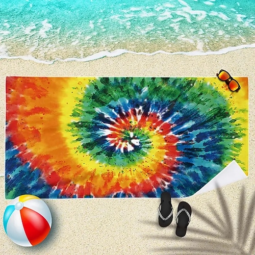 Batik-Strandtuch, sandfreie Hippie-Strandtücher in Übergröße, superweiches großes Badetuch, wasserabsorbierendes Badetuch für Männer, Frauen, Reisen, Schwimmen, Camp, 81,3 x 162,6 cm Image