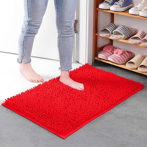 Chenille-Badematte, rutschfester Badezimmerteppich, rutschfeste Fußmatten, Türmatte, rutschfester Badezimmerteppich, Küchenteppiche, Fußmatten, Bodenmatte für Wohnzimmer, Badezimmer Image