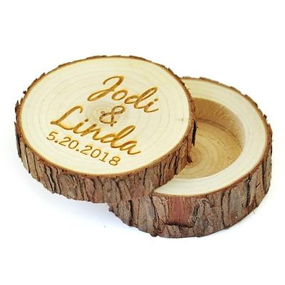 individualisiert Ringboxen Holz Halskette Zylinder Graviert Image