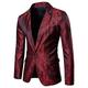 Herren Jacke Blazer Sakko Hochzeit Party warm Tasche Jacquard Winter Blumen Strassenmode Elegant Steigendes Revers Standard Baumwolle Schwarz Gelb Rote Marineblau Purpur Jacken