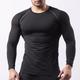 Herren Fitnessstudio-Shirt Fitness-Shirt langarmshirt Rundhalsausschnitt Langarm Sport Natur Urlaub Ausgehen Casual Schnell Trocknend Atmungsaktiv Weich Glatt Schwarz / Weiß Schwarz Sportkleidung