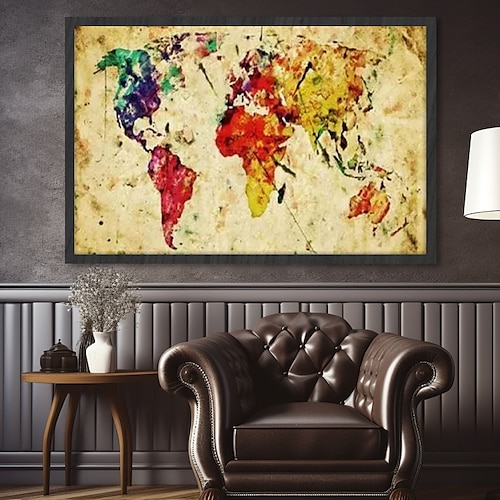 Weltkarte druckt Wandkunst, modernes Bild, Heimdekoration, Wandbehang, Geschenk, gerollte Leinwand, ungerahmt, ungedehnt Image