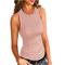 Damen Trägertop Ausgeh Tops Mandel Rosa Schwarz Rippoptik Lässig Basic Sexy Hoher Ausschnitt S